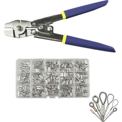 New Stainless Steel Fishing Pliers Wire Rope Crimping Tool with 150Pcs Ferrule Crimping Loop Kit for Crimpers & Crimping Sleeves