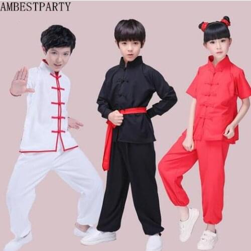 Hot Boys Girls Martial Arts Uniform Chinese Kung Fu Wushu Clothing Tai Chi Outfits Kids Stage Performance Costume AMBESTPARTY