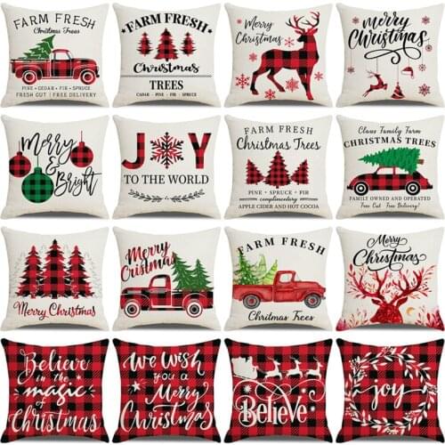 Christmas Series Lattice Printed Pillow Cover Home Decoration Sofa Throw Pillowcase 45x45cm Christmas Pillow Covers