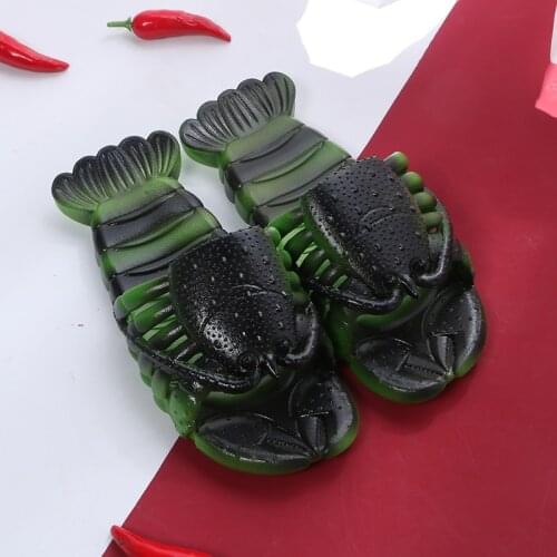 Unisex Beach Slippers Women Large Size Family Funny Lobster Slippers Girl Summer Shoes 2021 Runway Shoes Womens Slides