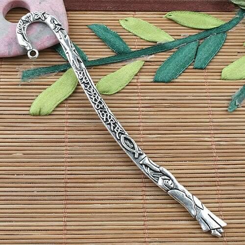 Tibetan Silver 2sided crafted bookmark pendant 5pcs EF0049