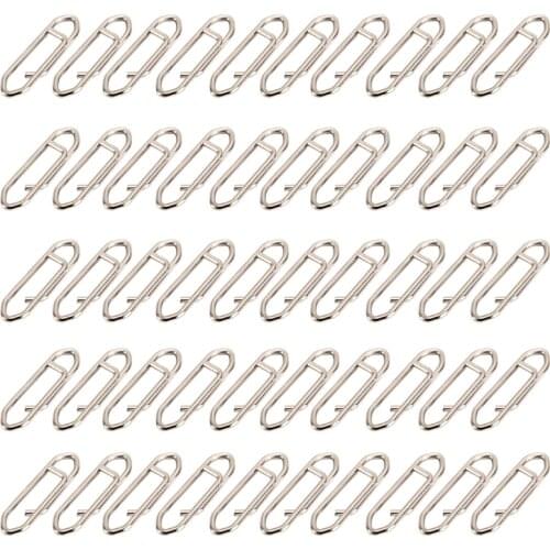 U2JB 50 Pcs/Pack Powerful Stainless Steel Fishing Fast Link Clips Lock Snaps Quick Lure Change Connector for freshwater