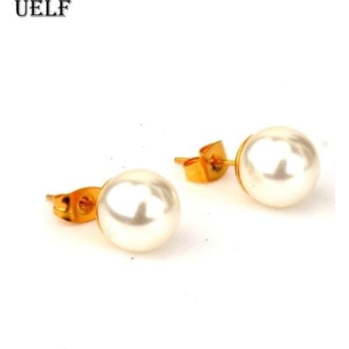 Uelf Vintage Simulated-pearl Geometric Women Stud Earrings Sector Pearl Earrings Bohemian Stud Earrings