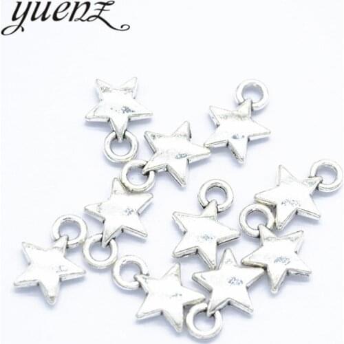 YuenZ 40pcs Star Charms Tibetan Silver Plated Pendants Antique Jewelry Making DIY Handmade Craft 12*9mm L330