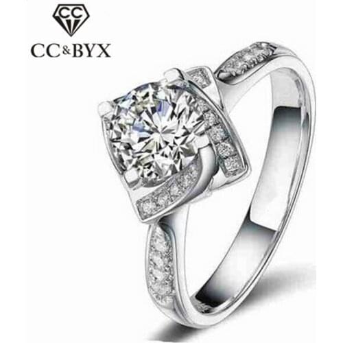 Fashion Jewelry Square Shape Flower Rose Design Wedding Engagement Rings for Women Fine Bijoux Femme Wedding Bands CC095