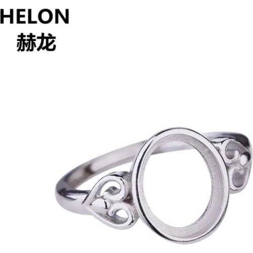 925 Sterling Silver Women Engagment Wedding Ring 8x10mm Oval Cabochon Semi Mount Ring fit Amber Agate Opal Setting Adjustable