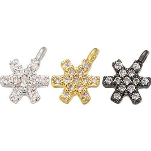 ZHUKOU 6x9mm brass crystal snowflake charms pendant for women necklace earrings jewelry accessories making findings model:VD556