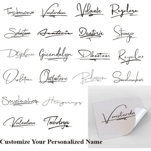 100pcs/4x2cm personalized signature label sticker to customize your name waterproof self-adhesive transparent kraft paper
