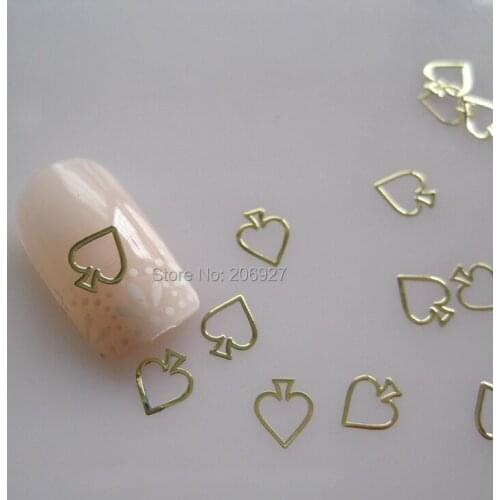 MS264-2 100pcs Gold Cute Spade Metal Sticker Nail Art Metal Sticker Nail Art Decoration Non-adhesive Sticker