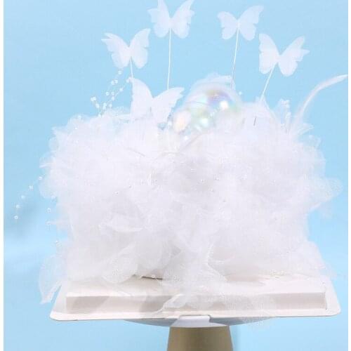 1PC Ball or 5pcs Butterfly Cake Toppers Happy Birthday Cake Toppers Wedding Birthday Party Cake Decoration Baking Supplies