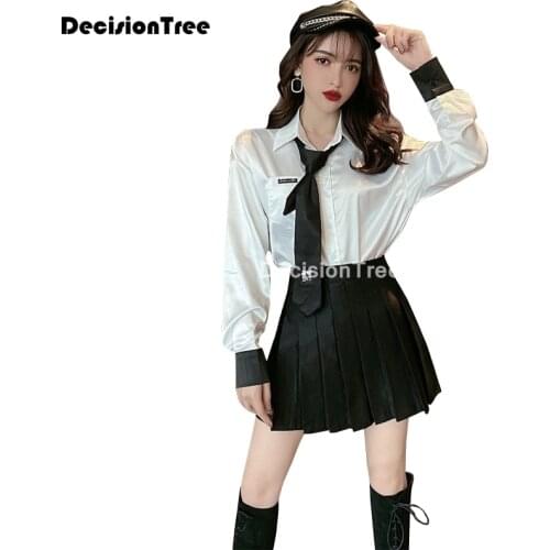 2021 japanese korean version jk suit woman school uniform high school white shirt tie college wind student girls pleated skirt