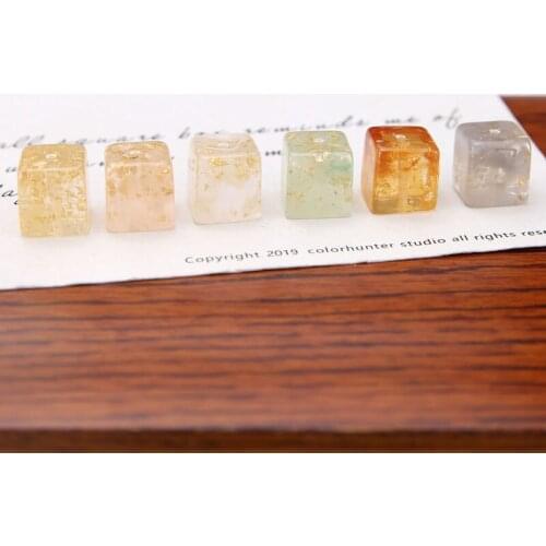 6pcs korean Vintage Jewelry Foil Resin Earrings perforated Beads Earrings for Women Gold Retro Trendy Square Diy Accessories