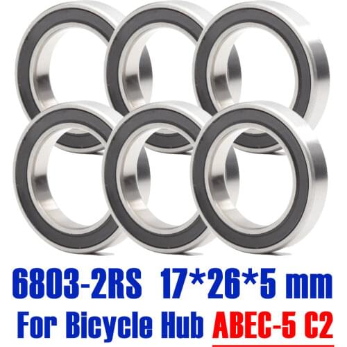 6PCS 6803-2RS Bearing 17*26*5 mm ABEC-5 17 24 5 6803RS Bearings For Bicycle Hub Front Rear Hubs Wheel