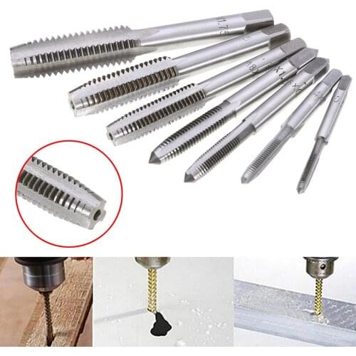 7pcs HSS Metric Tapper M3-M12 Right Hand Thread Tap Screw Tap Metric Plug Hand Tools 0.5mm-1.75mm Pitch