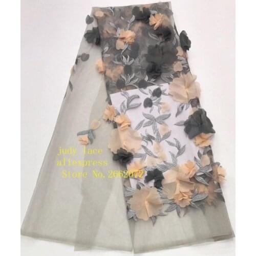 8 colors embroidery 3D flower mesh gauze material romantic style cloth for childrens dress dress design stock 5yards/bag