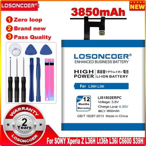 3850mAh LIS1502ERPC LIS1551ERPC For SONY Xperia Z Battery Lt36h L36H L36i C6600 C6602 S39H SO-02E C6603 C2305 M2 D2303 S50H