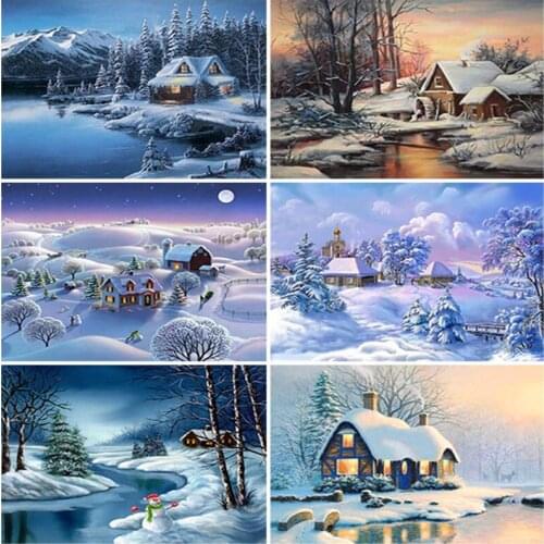 Diy Snow Scene 5D Diamond Painting Full Square Drill Landscape Diamond Embroidery Cross Stitch Kit Resin Wall Art Home Decor