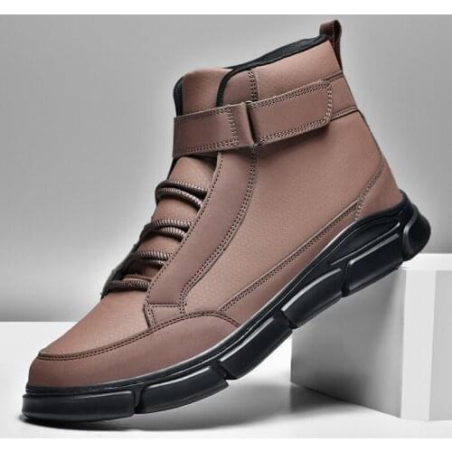 CAGILKZEL 2021 Autumn Winter Boots Men Shoes Ankle Suede Leather Rock Thick Sole Hip Top Male Casual Sneakers Boots Footwear
