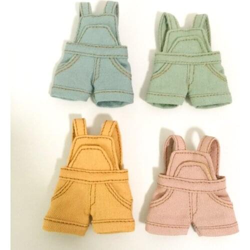 Ob11 baby clothes BJD plain jeans suspenders shorts United States knot pig doll clothes egg GSC suspenders