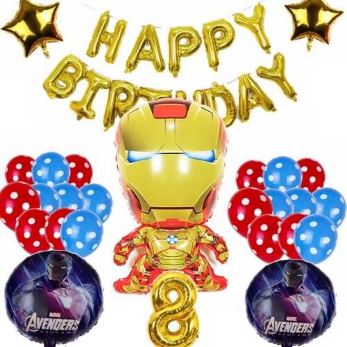 The Superhero Kid Boys Favor Baby Birthday 16'' Number Foil Iron Man Party Decoration 39pcs/Lot Balloons Suit Supplies