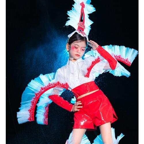Kids Girls Grandeur Catwalk Performance Costumes Stage Wear Dancing Outfits Rave Clothes suits Jazz Hip Hop Dancing Clothing