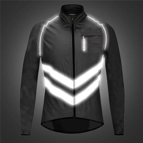 Cycling Long-Sleeved Jersey Breathable Reflective Waterproof Elastic Strap Portable Pockets Sport Jersey for Running Fishing