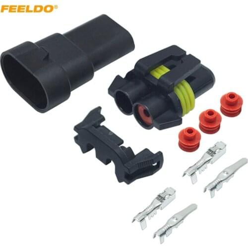 FEELDO 1set Car Motorcycle HB4/9006 Bulb Waterproof Quick Adapter Connector Terminals DIY Plug Male/Female Kit #HQ2461
