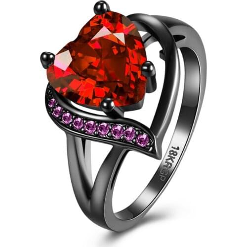 Hot Sale Exquisite Garnet Ring Black Gold Filled Engagement Wedding Ring Size 6 7 8 PR860-A