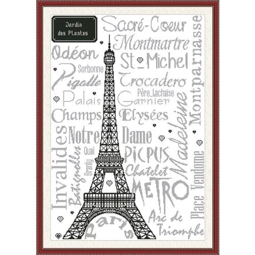 Joy Sunday cross stitch pattern Eiffel Tower cross stitch canvas printing embroidery sewing kit gift home handmade decoration