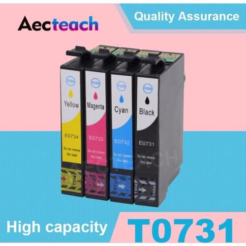 Aecteach Compatible Ink Cartridge for Epson 73N T0731 CX5900 CX3905 TX100 TX110 T40W TX205 TX209 TX300F CX4900 Printer Inkjet