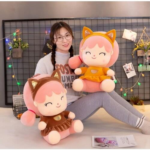 Creative Squirrel Girl Cute Doll Bed Sleeping Kawaii Pillow Squirrel Plush Stuffed Toy Doll For Kid Girl Birthday Christmas Gift