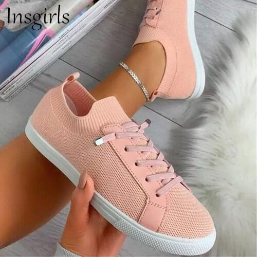 2021 Trendy Sneakers Women Summer New Mesh Ladies Breathable Lace Up Casual Shoes Outdoor Low Top Female Large-Sized Flats