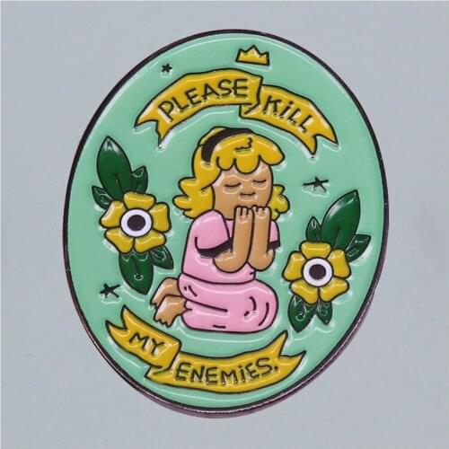 Cute Pray Girl Cartoon Brooch Originality Lapel Badge Denim Jacket Backpack Pin Decoration Children Fashion Jewelry Gifts