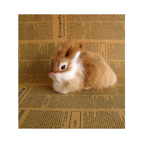 Simulation rabbit model,14x10cm prone rabbit,polyethylene& fur yellow rabbit handicraft,home Decoration toy Xmas gift b3642
