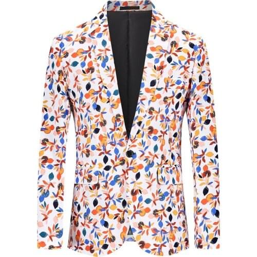 Suit Male，Blazer Men，Suit Jackets，Four Seasons Man, Small Suit, Small Flowers, Comfortable Slim, A Button, All-Match Clothing-3X