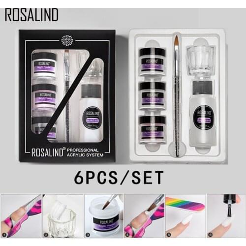 ROSALIND Acrylic Powder Set For Gel Polish Nail Art Decorations Crystal Extension Manicure Set with Acrylic Water Kit Nail