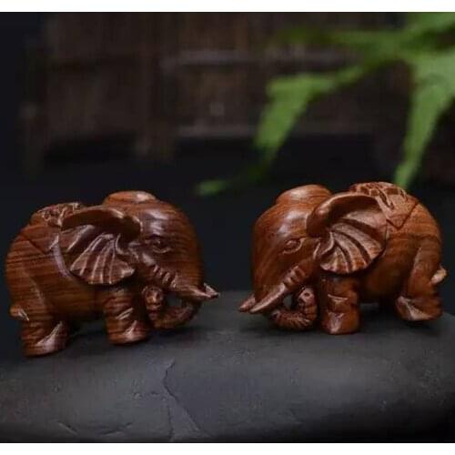 Natural red wood acid wood carving, riches and fortune, money, elephant carving, wooden carving ornaments, decorative crafts