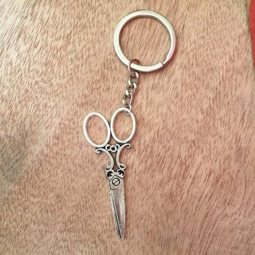New Fashion Keychain 60*25mm sewing scissors Pendants DIY Men Jewelry Car Key Chain Ring Holder Souvenir For Gift