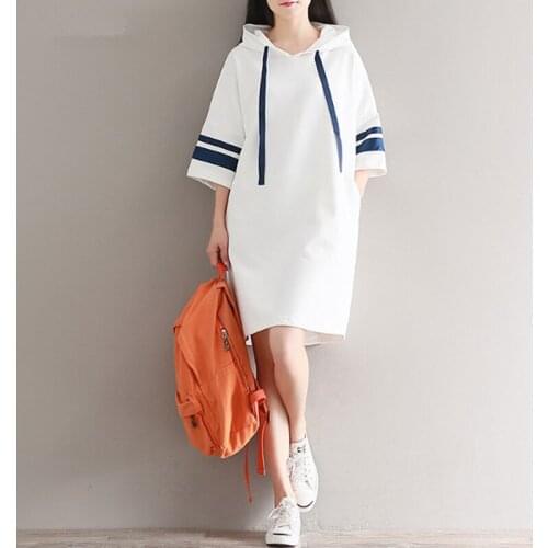 Afei Tony 2021 Spring Summer New Half Sleeve Pregnant Women Dress Hooded Casual Pregnant Loose Maternity Dresses Plus Size