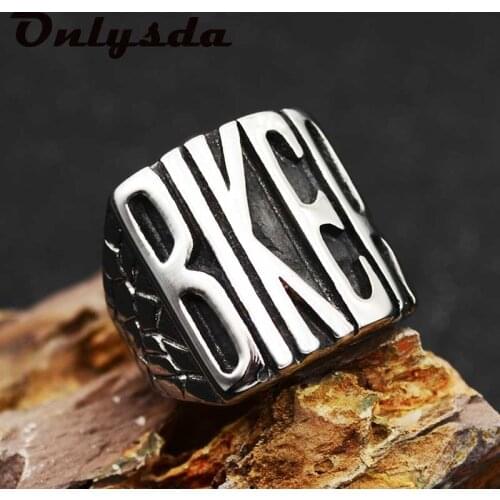 Onlysda 316L Stainless steel Newest Ring Punk Style Simple Creative Biker Ring For Men And Women Letters Ring Hot sale OSR127