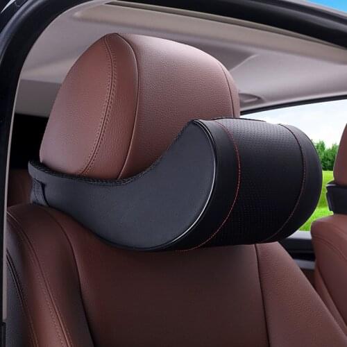 Car Headrest Pillow Car PU Leather Memory Foam Headrest Neck Rest Cushion Pillow To Protect