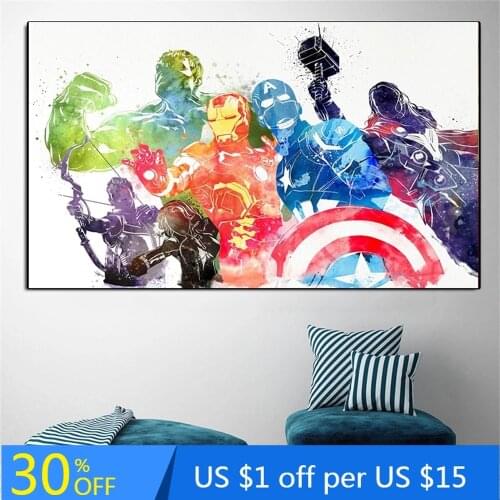 Marvel The Avengers Graffiti Posters Classic comics Wall Art Canvas Painting Famous Painting Art Living Room Cuadros Decor