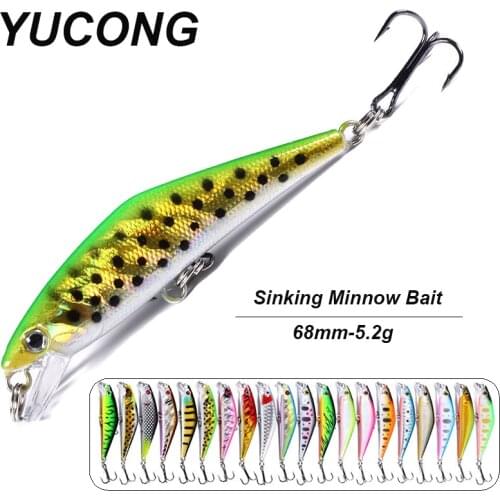YUCONG 1PC Minnow Fishing Lure 6.8cm-5.2g Artificial Hard Bait Sinking Lure Crankbait Wobblers Bait Jig Perch Carp Pesca Isca