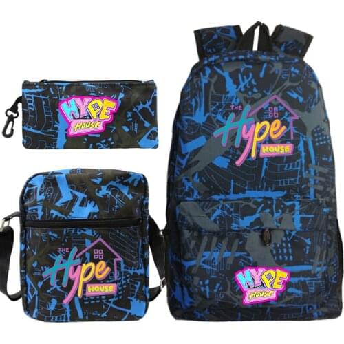 The Hype House Kpop 3pcs/set Backpack School Bags for Girls Boy Laptop Travel Backpack Women Backpacks+shoulder Bags+pen Bag