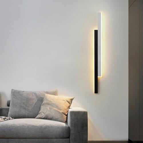 Modern Minimalist Led Wall Lamp For TV Background Bedroom bedside Decoration Line Strip Black White Aisle Lights Indoor Fixtures
