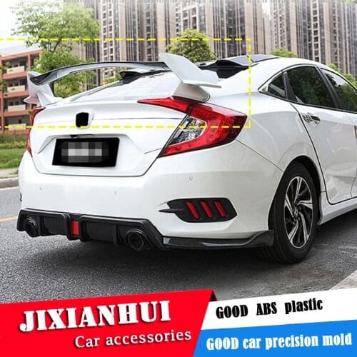 For civic Sedan Spoiler 2016-2019 T-R Civic ABS Material Car Rear Wing Color Rear Spoiler For Honda Civic T-R Spoiler