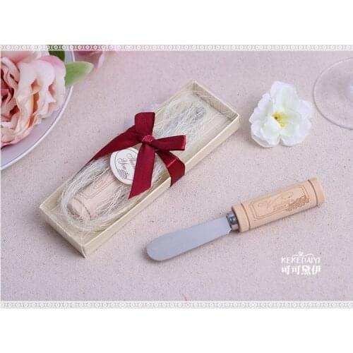 Wedding gift and giveaways-- Stainless Steel Spreader with Wine Cork Handle party favor 100pcs/lot