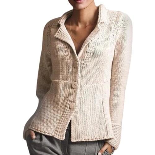 Sweater Women Autumn Winter Women V Neck Knitted Sweater Long Sleeve Button Pullover Cardigan