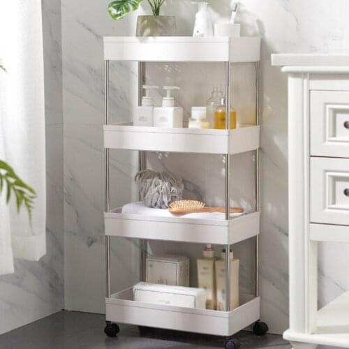 3-Tier Storage Trolley Rolling Cart Space Saving Mobile Utility Cart Organizer for Kitchen Bathroom Living Room Narrow Gaps