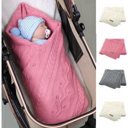 Knitted Baby Blankets Newborn Baby Stroller Bedding Quilts Cotton Toddler Kids Swaddling Wrap Unisex Infant Blankets 100*80cm